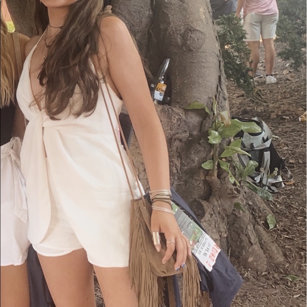 blue blush open front romper